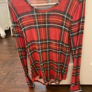 VS PINK Christmas Long Sleeve Flannel Pajama Top